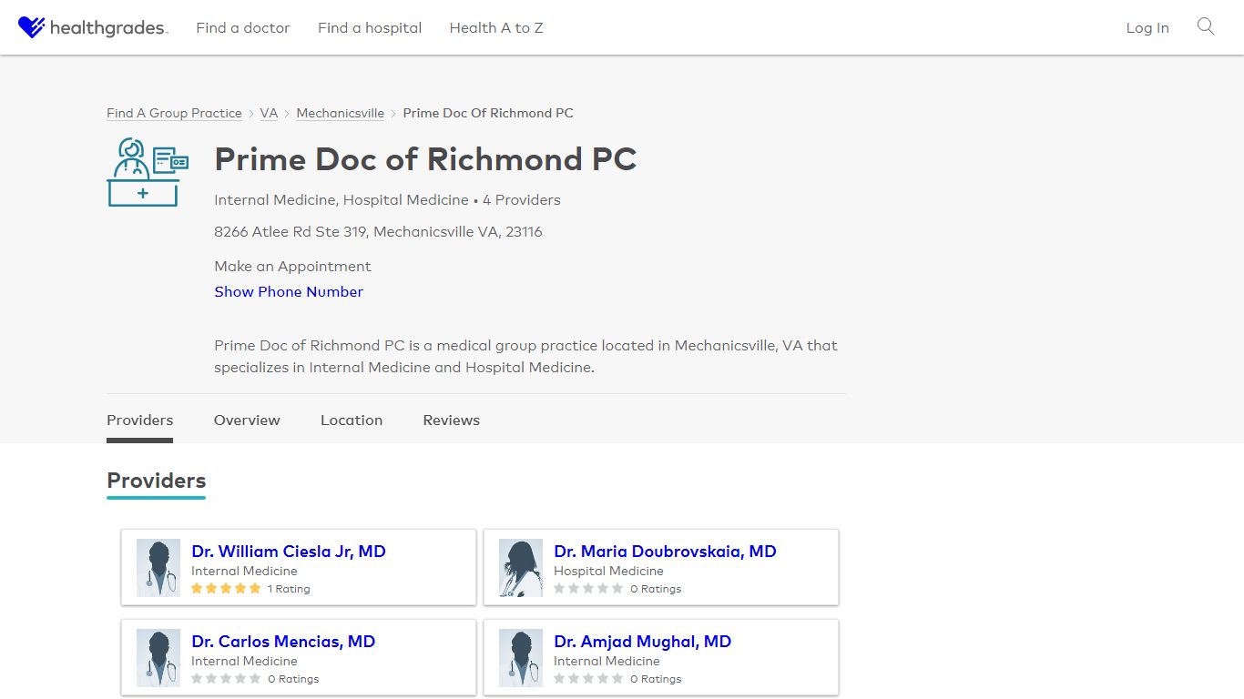 Prime Doc of Richmond PC, Mechanicsville, VA - Healthgrades